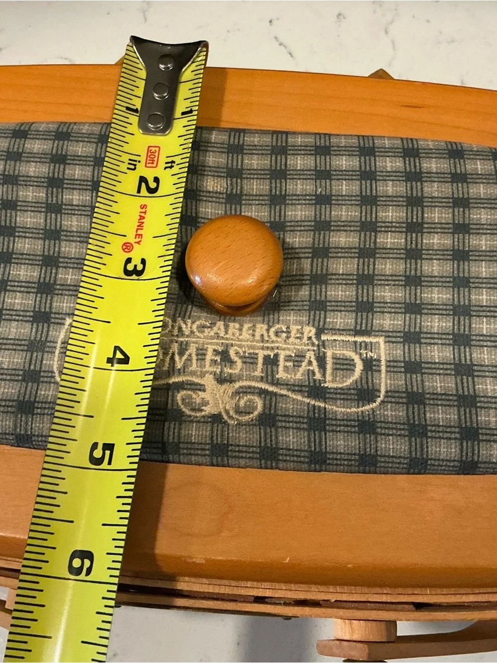 1999 Longaberger woven memories basketball woven with plaid blue lid